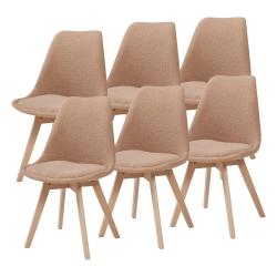 Lot de 6 chaises de salle &agrave; manger boucl&eacute; taupe 03_0009893