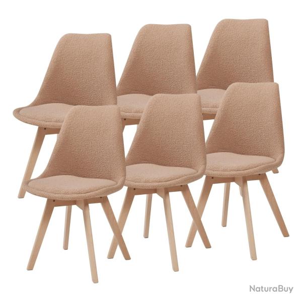 Lot de 6 chaises de salle � manger boucl� taupe 03_0009893