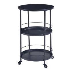 Chariot de service desserte cuisine salon meuble de rangement avec 3 &eacute;tag&egrave;res rondes 75 x 45 cm m&eacute;t