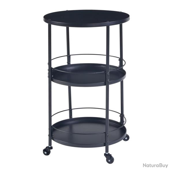 Chariot de service desserte cuisine salon meuble de rangement avec 3 �tag�res rondes 75 x 45 cm m�t