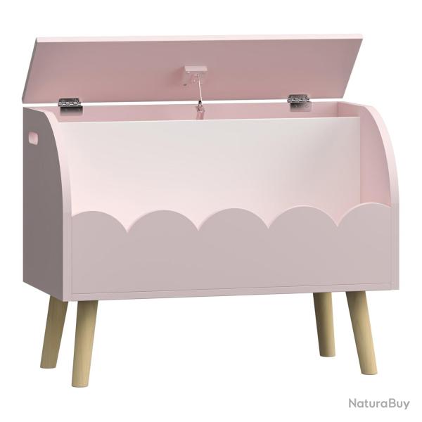 Coffre � jouets 60 x 30 x 44 cm rose blanc 03_0009286