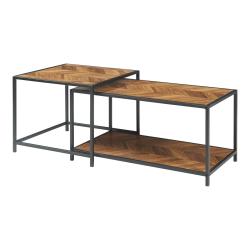 Ensemble de 2 tables basses gigognes MDF marron 03_0009382