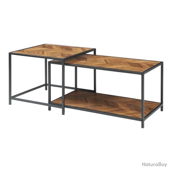 Ensemble de 2 tables basses gigognes MDF marron 03_0009382