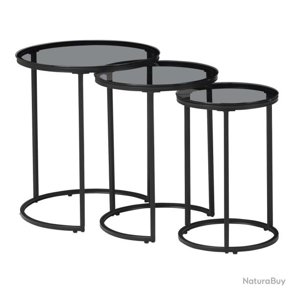 Set de 3 tables d'appoint rondes gigognes verre fum� 03_0010632