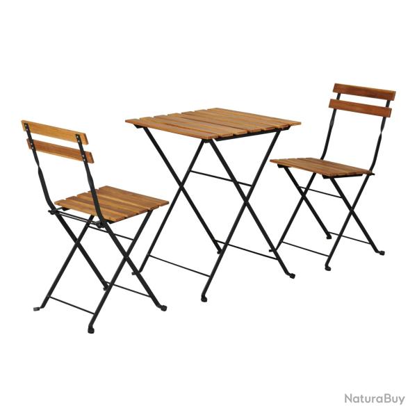 Set de bistrot 3 pi�ces acier bois d'acacia noir naturel 03_0010678