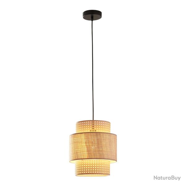 Lampe lampadaire suspension E27 diam�tre 29 cm noir aspect rotin 03_0010731