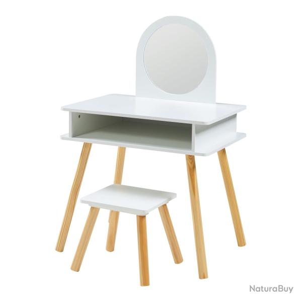 Table de maquillage pour enfants avec tabouret 91,5 x 62 x 43,5 cm blanc 03_0011042