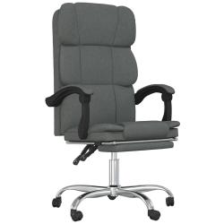 Chaise fauteuil si&egrave;ge pivotante de inclinable de bureau informatique &eacute;tude fonc&eacute; tissu gris 02_0024