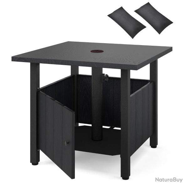 Table d'appoint ext�rieure 55,5 x 55,5 x 48 cm avec trou pour parasol et sacs de sable style rustiq