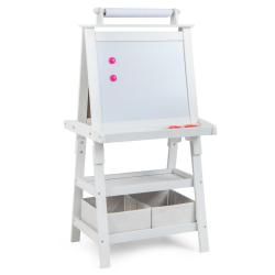Chevalet 3 en 1 pour enfant 59 x 50 x 117 cm avec espace de rangement pratique design blanc en MDF