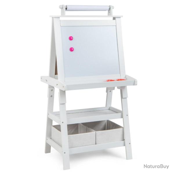 Chevalet 3 en 1 pour enfant 59 x 50 x 117 cm avec espace de rangement pratique design blanc en MDF