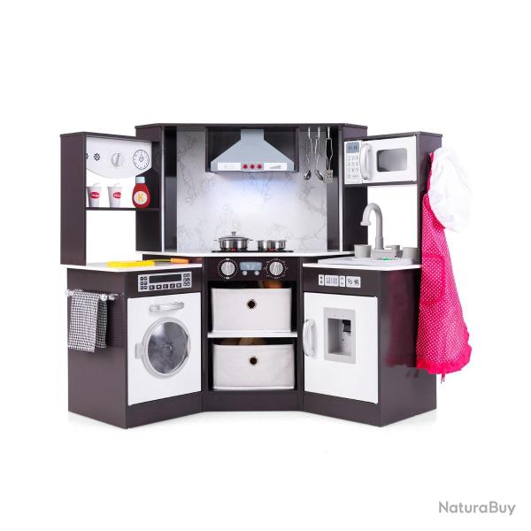 Cuisine de jeu en bois angle 102 x 51 x 85 cm avec lumi�res sons ambiance immersive en MDF caf� 20_