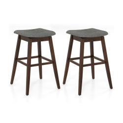 Lot de 2 tabourets de bar pivotants 50 x 50 x 76 cm confort ergonomique ambiance rustique en bois d