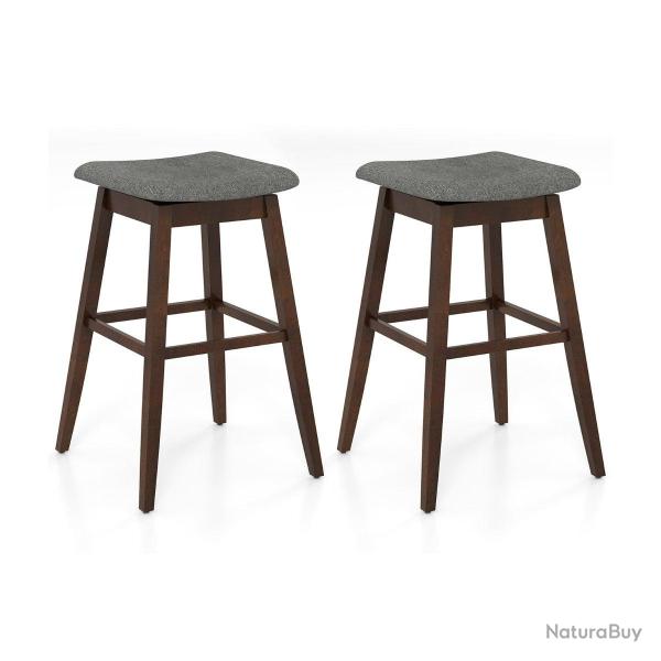 Lot de 2 tabourets de bar pivotants 50 x 50 x 76 cm confort ergonomique ambiance rustique en bois d