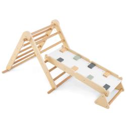 Jeu d'escalade en triangle 3 en 1 115 x 69 x 60 cm ajustable design ludique en bois naturel 20_0012