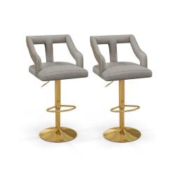 Lot de 2 chaises de bar pivotantes et r&eacute;glables 47 x 50 x 89-111 cm confort luxueux ambiance contem