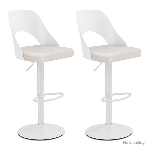 Lot de 2 tabourets de bar pivotants hauteur r�glable 44 x 50 x 91-111 cm confort ergonomique style