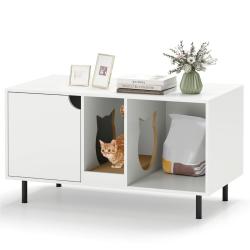 Meuble pour bac &agrave; liti&egrave;re design 100 x 52 x 55 cm espace cach&eacute; anti-odeur griffoir amovible en pann