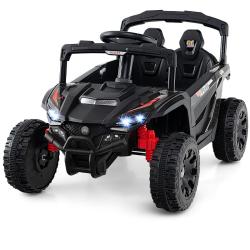 Voiture &eacute;lectrique 12v pour enfants 90 x 58 x 54 cm s&eacute;curit&eacute; renforc&eacute;e lumineux moderne en PP noir