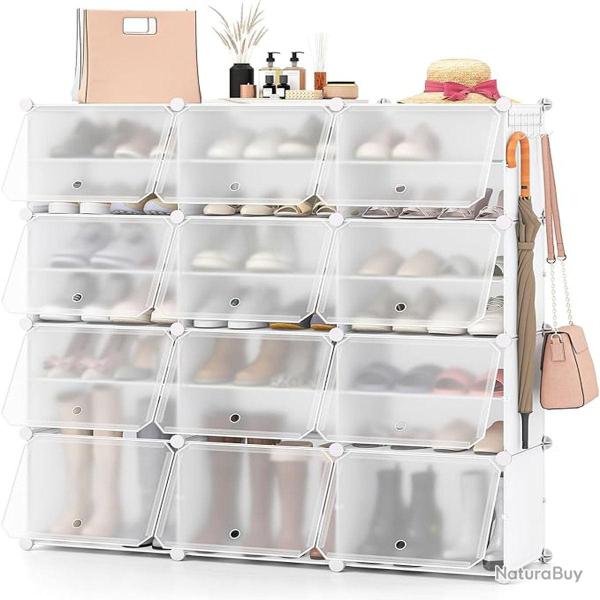 �tag�re � chaussures modulable 124 x 32 x 125 cm pour 48 paires gain de place design moderne en PP