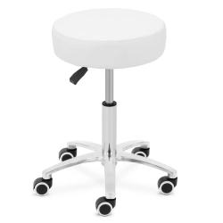 Tabouret &agrave; roulettes 120 kg blanc MDF acier au carbone PP mousse PU blanc 14_0010106