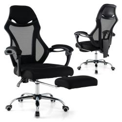 Chaise de bureau ergonomique r&eacute;glable avec repose-pieds inclinaison et accoudoirs confortables en m