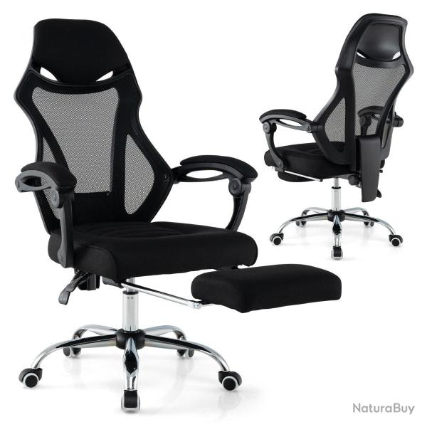 Chaise de bureau ergonomique r�glable avec repose-pieds inclinaison et accoudoirs confortables en m