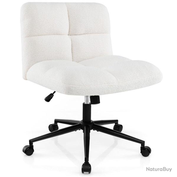 Chaise de bureau � roulettes 73 x 69 x 79-87 cm confort rembourr� moderne ajustable en m�tal beige
