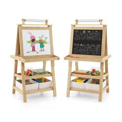 Chevalet pour enfants 3 en 1 59 x 50 x 117 cm jeu cr&eacute;atif et rangement pratique en MDF naturel 20_0