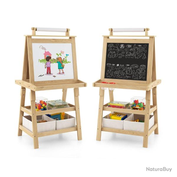 Chevalet pour enfants 3 en 1 59 x 50 x 117 cm jeu cr�atif et rangement pratique en MDF naturel 20_0