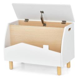 Coffre &agrave; jouets avec &eacute;tag&egrave;re de pr&eacute;sentation 60 x 33 x 44 cm multifonctionnel &eacute;l&eacute;gant en MDF blanc