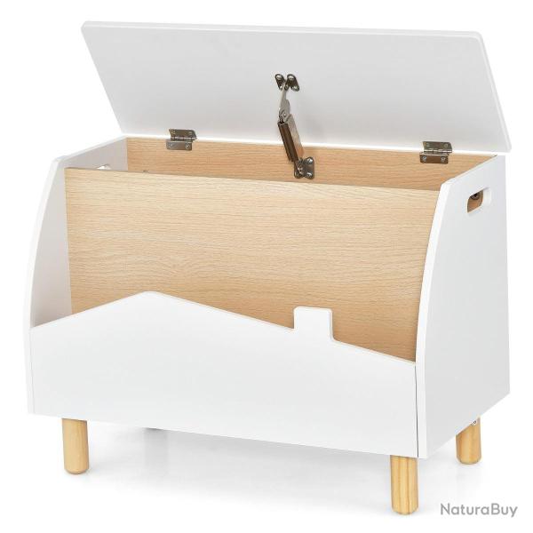 Coffre � jouets avec �tag�re de pr�sentation 60 x 33 x 44 cm multifonctionnel �l�gant en MDF blanc