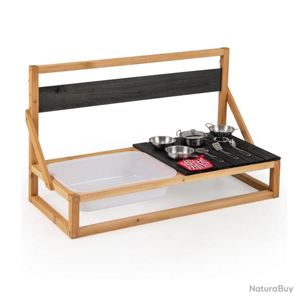 Cuisine de jeu murale 81 x 36 x 49 cm 2 modes d'utilisation avec crochets scandinave en bois sapin