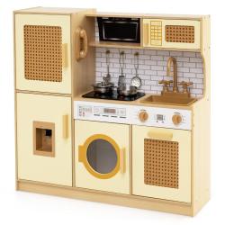Cuisine pour enfants en bois 84 x 25 x 80 cm avec sons et lumi&egrave;res design moderne en MDF jaune 20_0