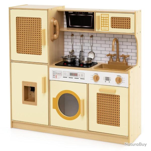 Cuisine pour enfants en bois 84 x 25 x 80 cm avec sons et lumi�res design moderne en MDF jaune 20_0