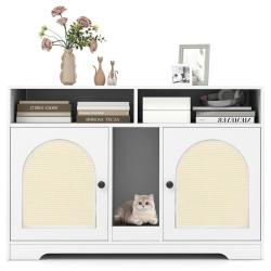 Enclos pour liti&egrave;re pour chats 108 x 50,5 x 73,5 cm maison priv&eacute;e et table de bout design moderne e