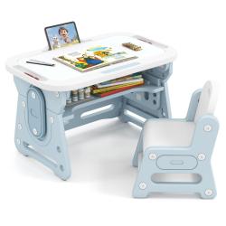 Ensemble table et chaises pour enfants r&eacute;glable en hauteur 80 x 50 x 49/53/57 cm confort ergonomiqu