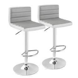 Lot de 2 chaises de bar pivotantes r&eacute;glables 37 x 42 x 82-102 cm confortables avec dossier rembourr