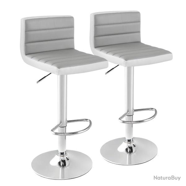 Lot de 2 chaises de bar pivotantes r�glables 37 x 42 x 82-102 cm confortables avec dossier rembourr