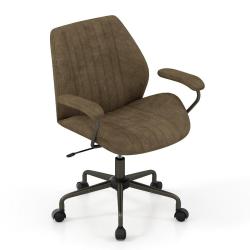Chaise de bureau ajustable 68 x 66 x 92 cm rembourr&eacute;e ergonomique style r&eacute;tro en su&egrave;de vert olive 2