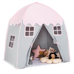 Tente de jeu pour enfants 143 x 100 x 155 cm avec tapis antid&eacute;rapant toile de coton rose 20_0014297