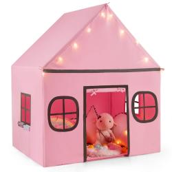 Tente de jeu maisonnette 120 x 101 x 143 cm pour 3 enfants &eacute;toile lumineuse ambiance cosy en PVC ro