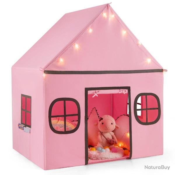 Tente de jeu maisonnette 120 x 101 x 143 cm pour 3 enfants �toile lumineuse ambiance cosy en PVC ro