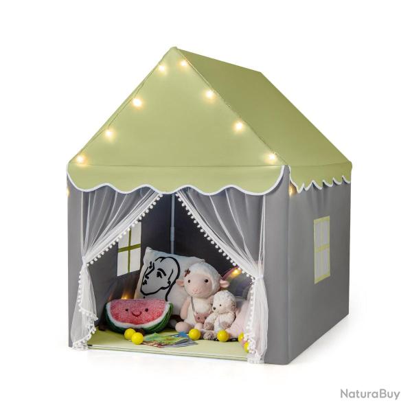 Tente de jeux pour enfants 105 x 121 x 136 cm spacieuse et facile � monter en polyester-coton vert