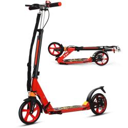 Trottinette pliable 95 x 37 x 86,5 - 101 cm hauteur ajustable frein &agrave; main design moderne en alumin