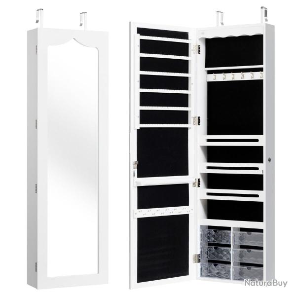 Armoire � bijoux murale miroir 36,5 x 11,5 x 120 cm rangement spacieux avec lumi�res led moderne en