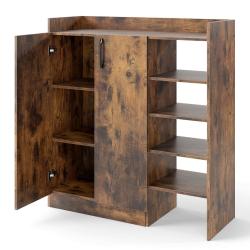 Armoire &agrave; chaussures meuble de rangement 83 x 31 x 90 cm avec &eacute;tag&egrave;res r&eacute;glables style moderne en b