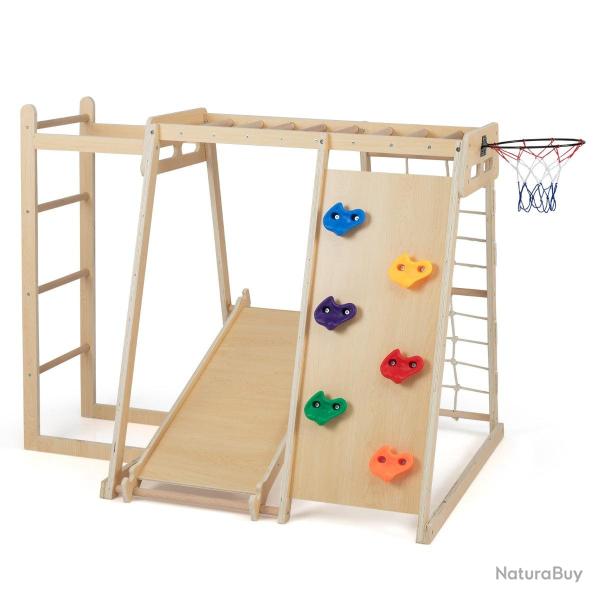 Aire de jeux int�rieure 6 en 1 pour enfants 171 x 109 x 110,5 cm s�curit� renforc�e ambiance cosy e