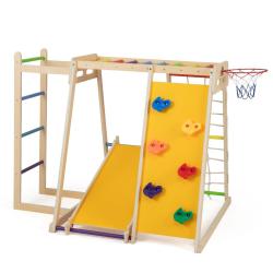 Aire de jeux int&eacute;rieure 6 en 1 171 x 109 x 110,5 cm avec toboggan r&eacute;versible et s&eacute;curit&eacute; renforc&eacute;e