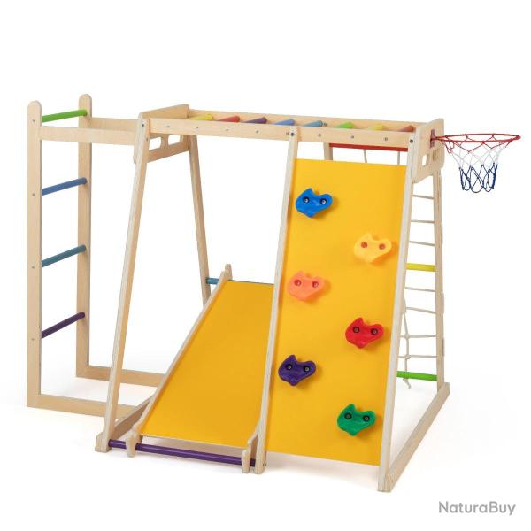 Aire de jeux int�rieure 6 en 1 171 x 109 x 110,5 cm avec toboggan r�versible et s�curit� renforc�e